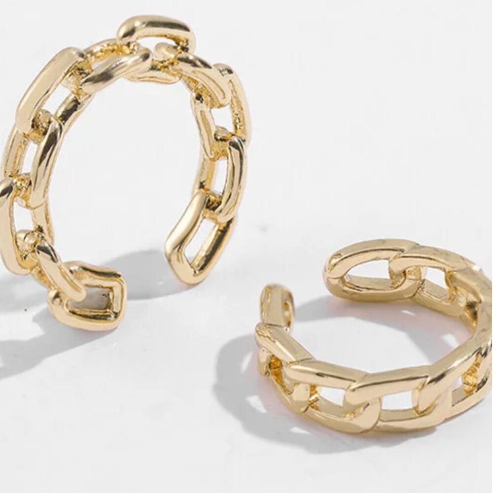 Gold Link Chain Ear Cuffs